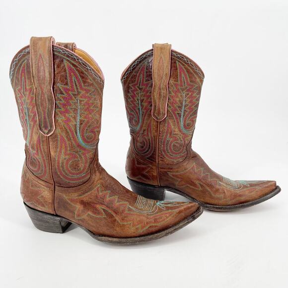 Old Gringo Brass Brown Nevada Multicolor Stitching Western Cowgirl Boot size 7.5 - Picture 1 of 10